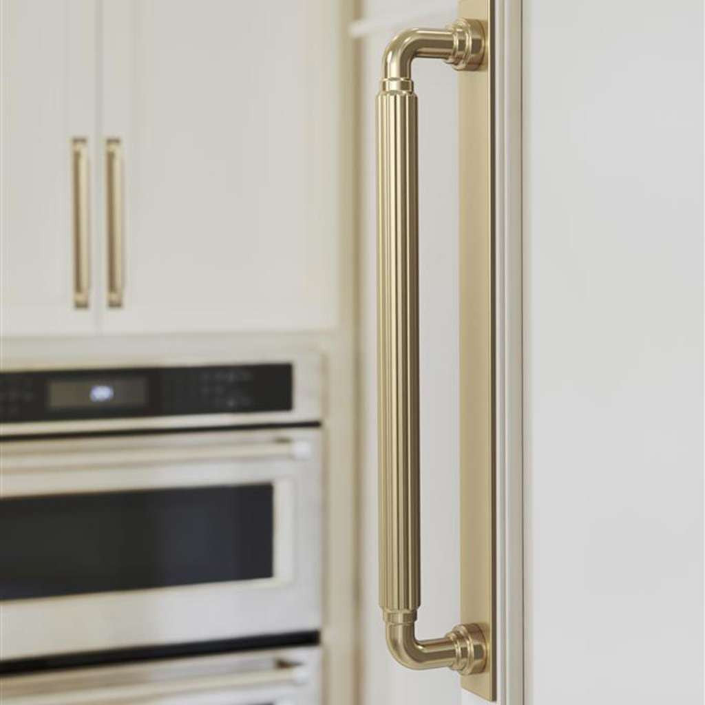 AMEROCK Ladera Rectangle Appliance Pull Backplate in Golden Champagne 12" BP37769BBZ Mounted