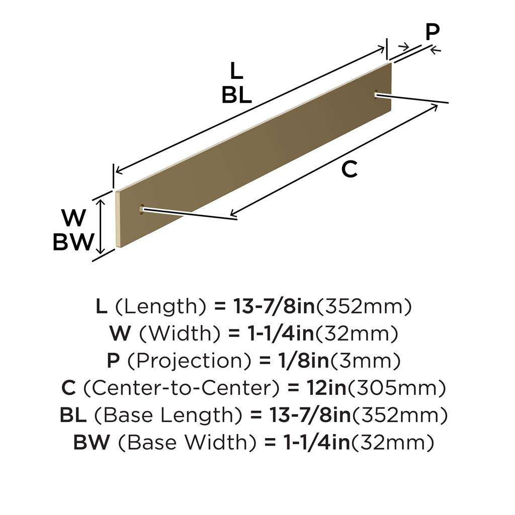 AMEROCK Ladera Rectangle Appliance Pull Backplate in Golden Champagne 12" BP37769BBZ Specs