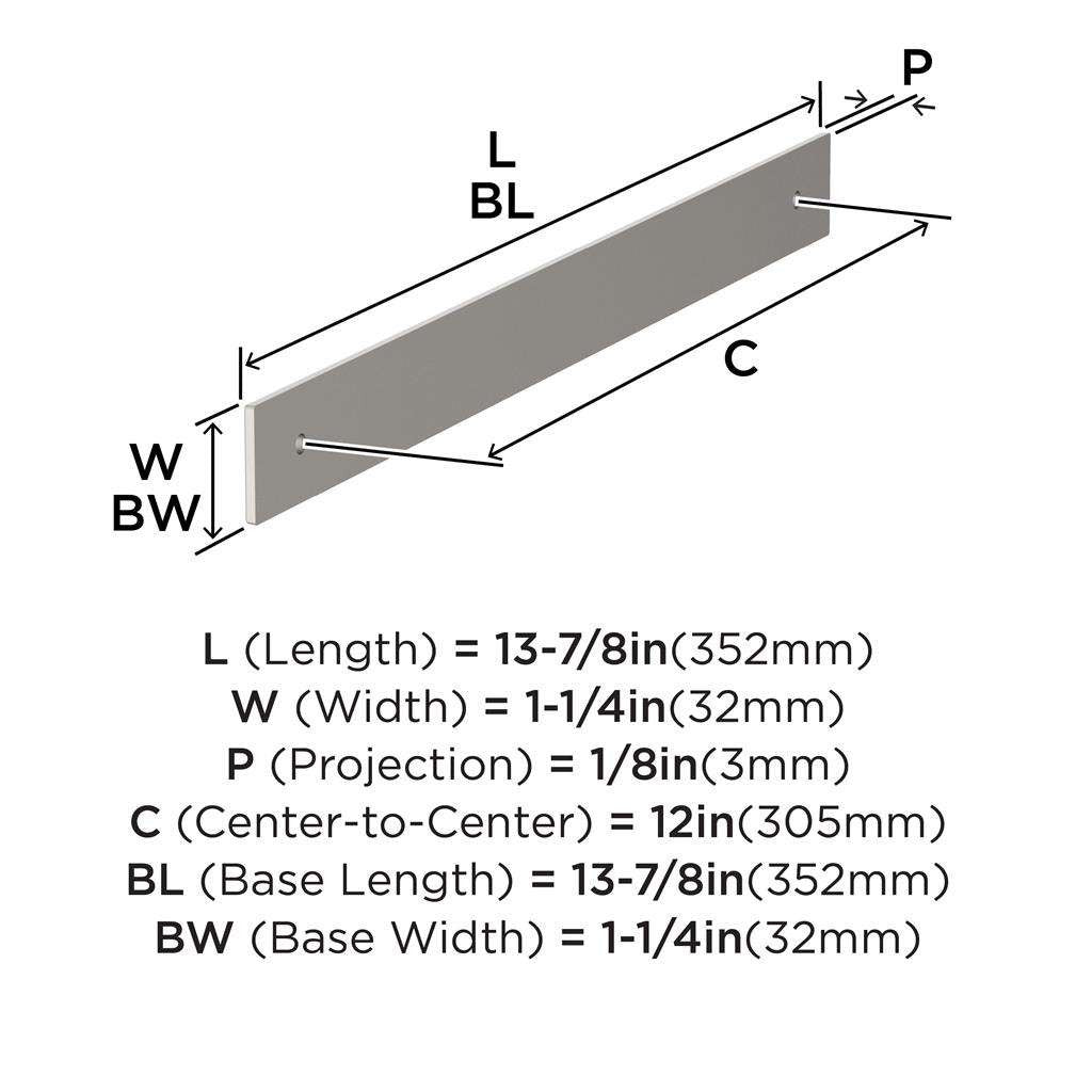 AMEROCK Ladera Rectangle Appliance Pull Backplate in Satin Nickel 12" BP37769G10 Specs