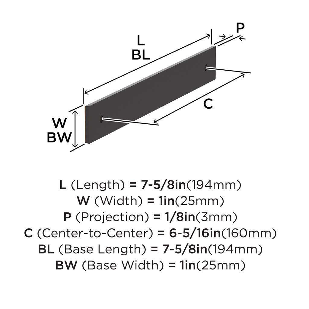 AMEROCK Ladera Rectangle Cabinet Handle Backplate in Oil Rubbed Bronze 160mm BP37764ORB Specs