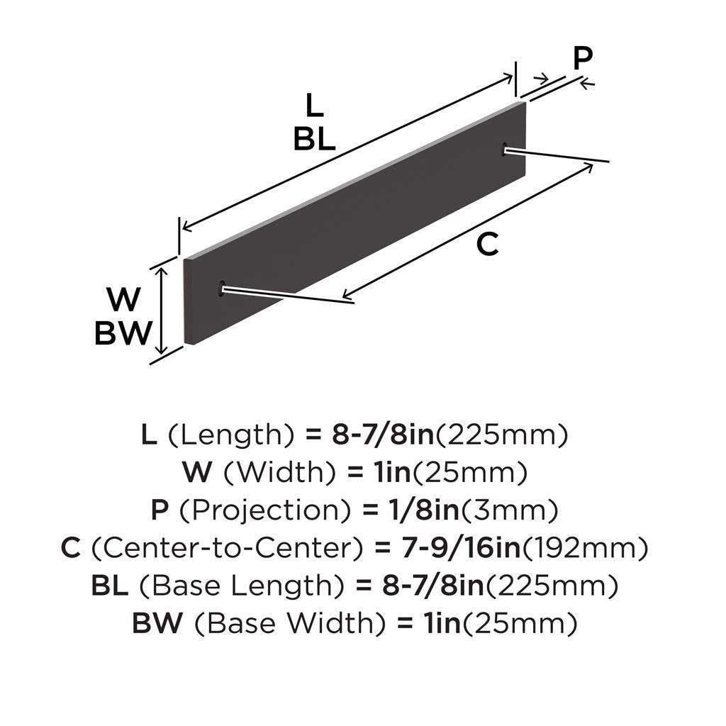AMEROCK Ladera Rectangle Cabinet Handle Backplate in Oil Rubbed Bronze 192mm BP37765ORB Specs