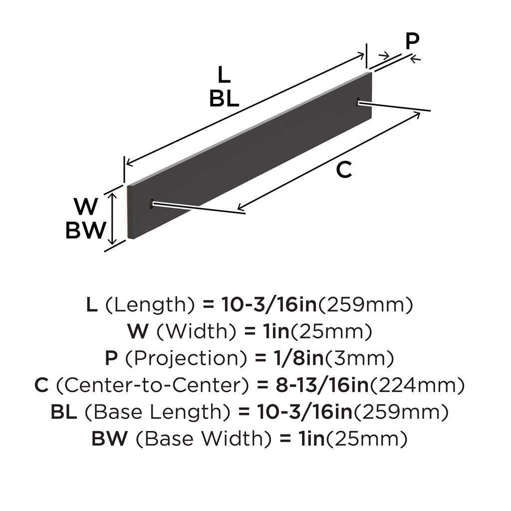 AMEROCK Ladera Rectangle Cabinet Handle Backplate in Oil Rubbed Bronze 224mm BP37766ORB Specs