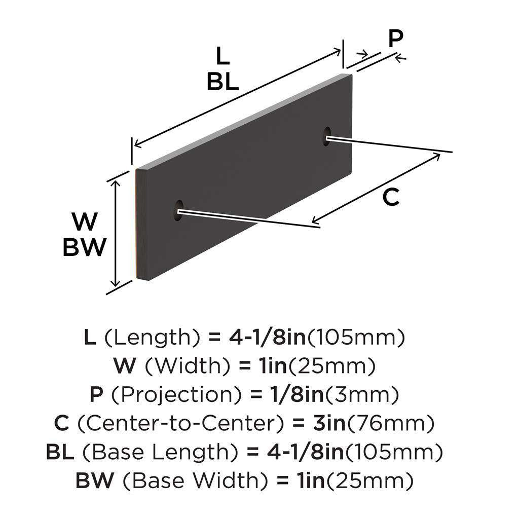 AMEROCK Ladera Rectangle Cabinet Handle Backplate in Oil Rubbed Bronze 3" BP37761ORB Specs