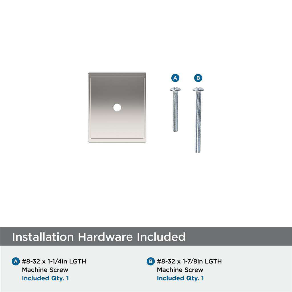 AMEROCK Maymont 1-5/8" Rectangle Cabinet Knob Backplate in Polished Nickel BP37586PN Installation Hardware
