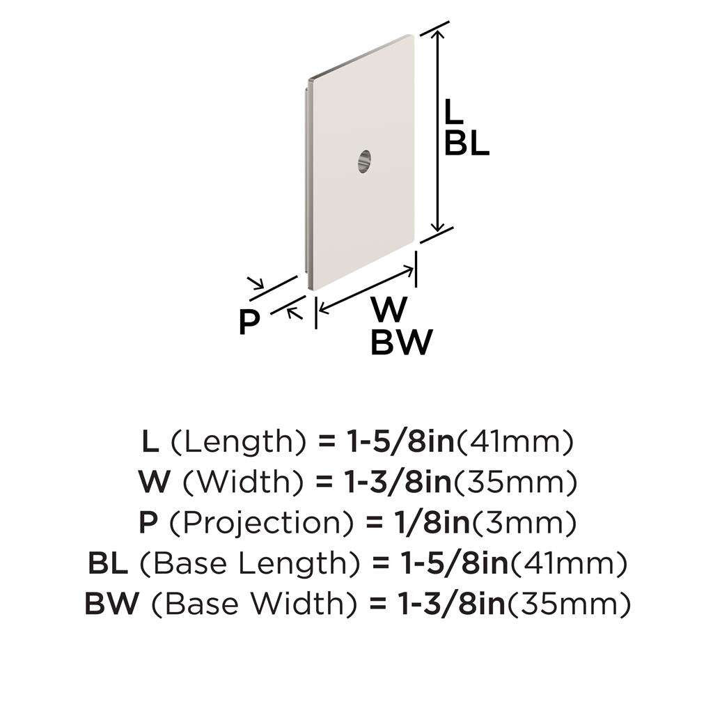 AMEROCK Maymont 1-5/8" Rectangle Cabinet Knob Backplate in Polished Nickel BP37586PN Specs