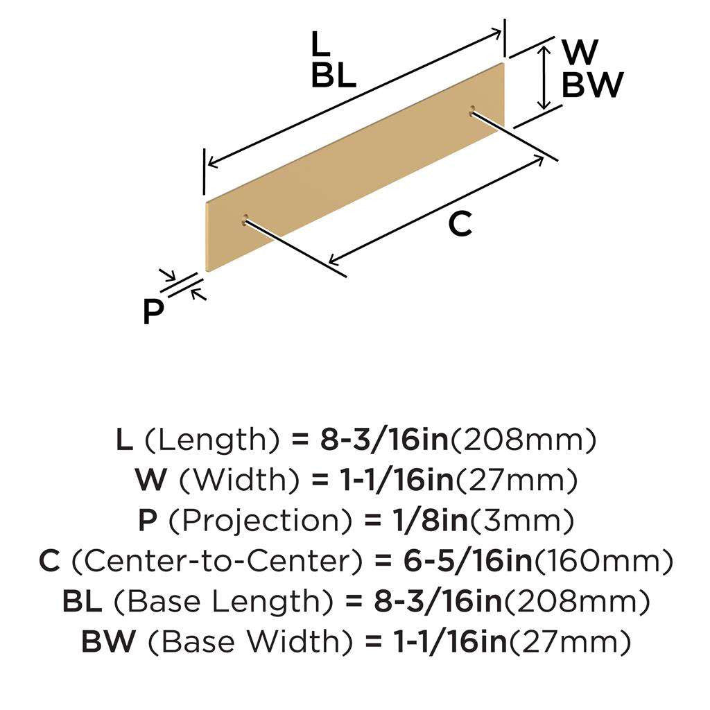 AMEROCK Maymont Rectangle Cabinet Handle Backplate in Champagne Bronze 160mm BP37590CZ Specs