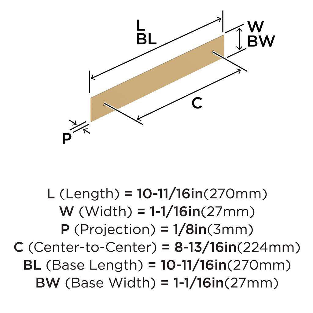 AMEROCK Maymont Rectangle Cabinet Handle Backplate in Champagne Bronze 224mm BP37592CZ Specs