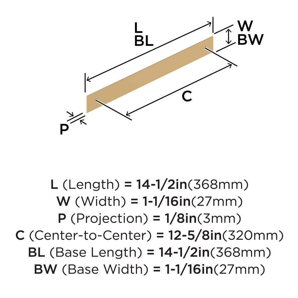 AMEROCK Maymont Rectangle Cabinet Handle Backplate in Champagne Bronze 320mm BP37594CZ Specs