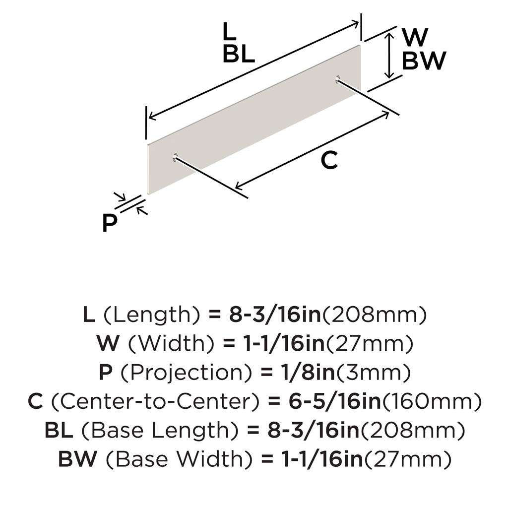 AMEROCK Maymont Rectangle Cabinet Handle Backplate in Polished Nickel 160mm BP37590PN Specs
