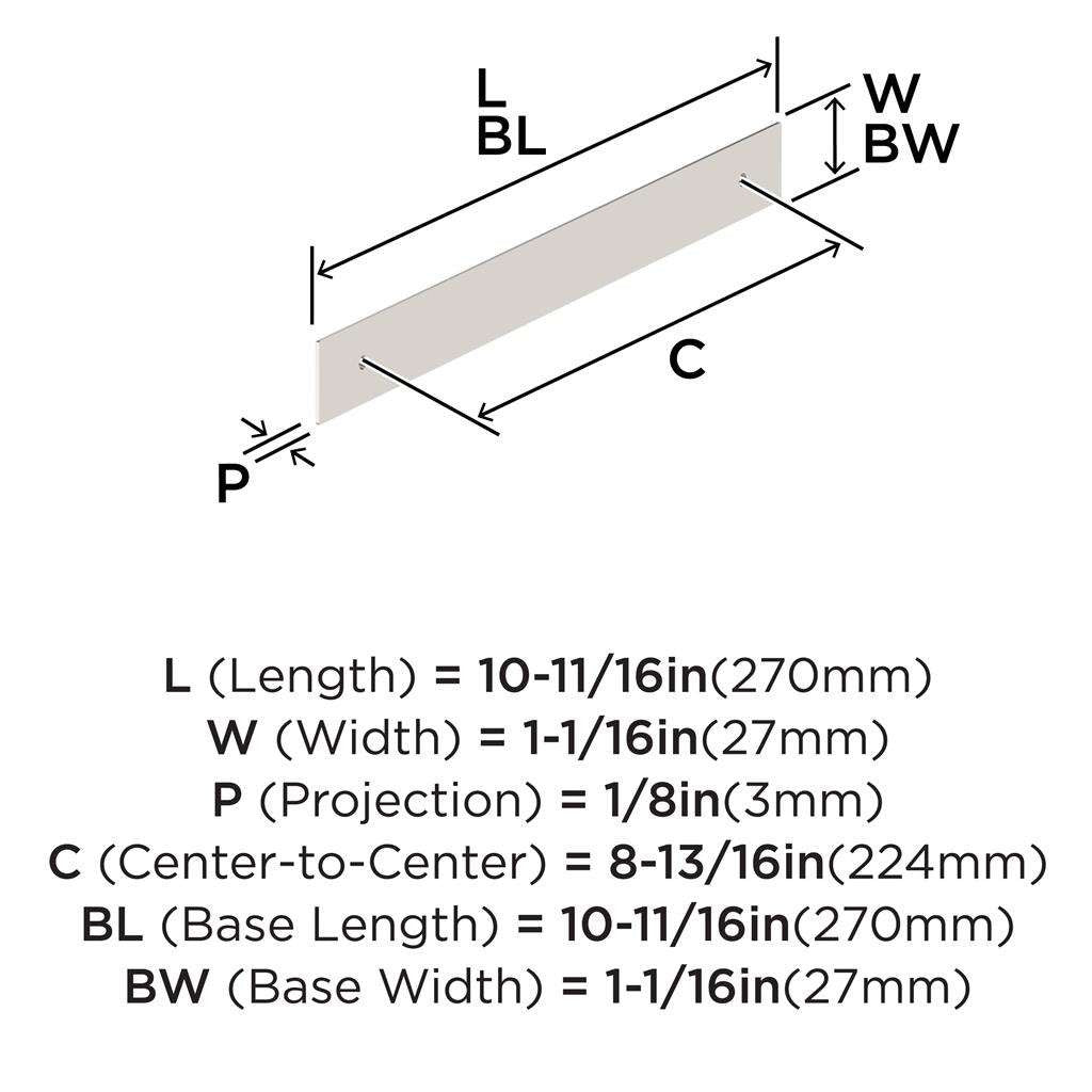 AMEROCK Maymont Rectangle Cabinet Handle Backplate in Polished Nickel 224mm BP37592PN Specs