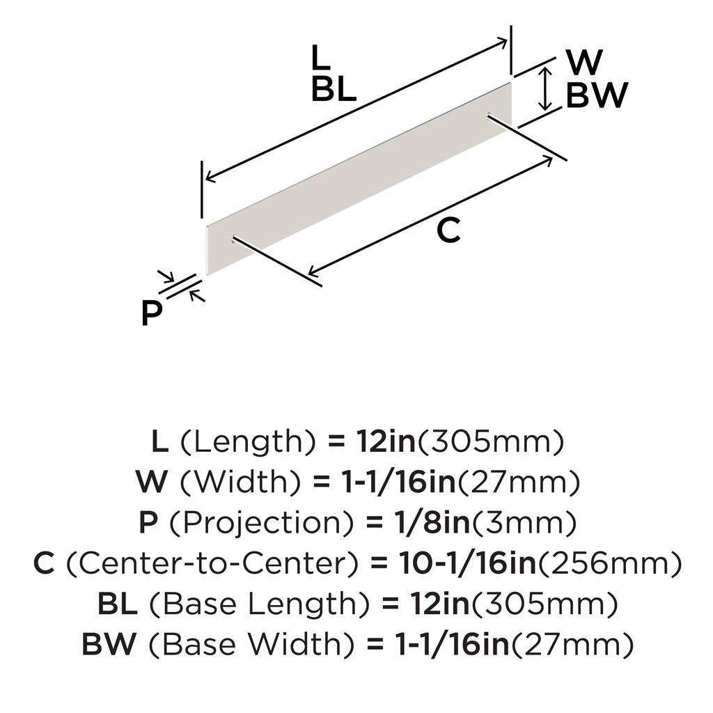 AMEROCK Maymont Rectangle Cabinet Handle Backplate in Polished Nickel 256mm BP37593PN Specs