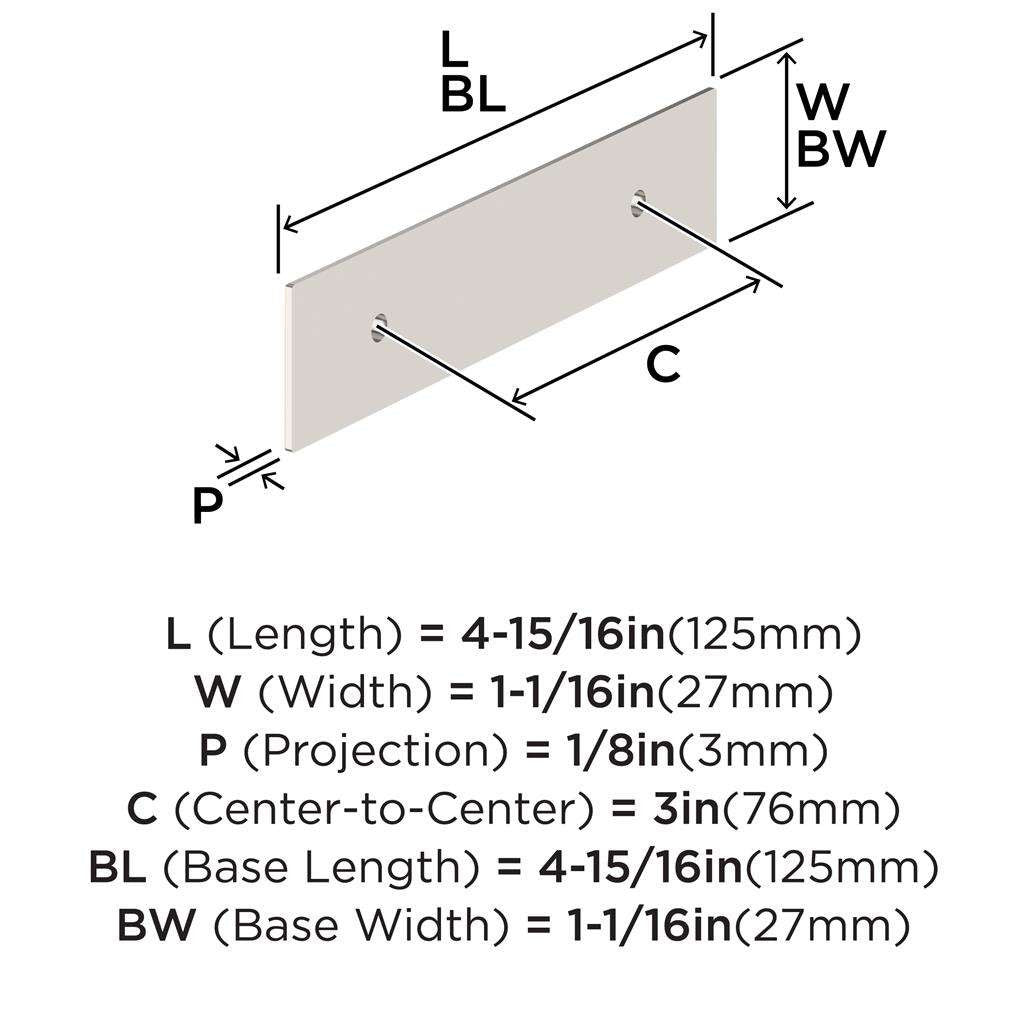 AMEROCK Maymont Rectangle Cabinet Handle Backplate in Polished Nickel 3" BP37587PN Specs