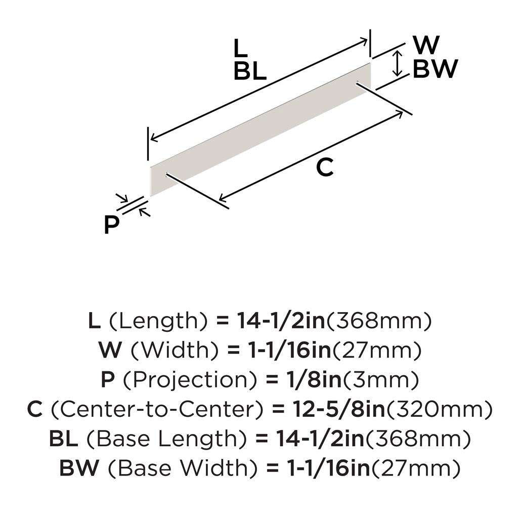 AMEROCK Maymont Rectangle Cabinet Handle Backplate in Polished Nickel 320mm BP37594PN Specs