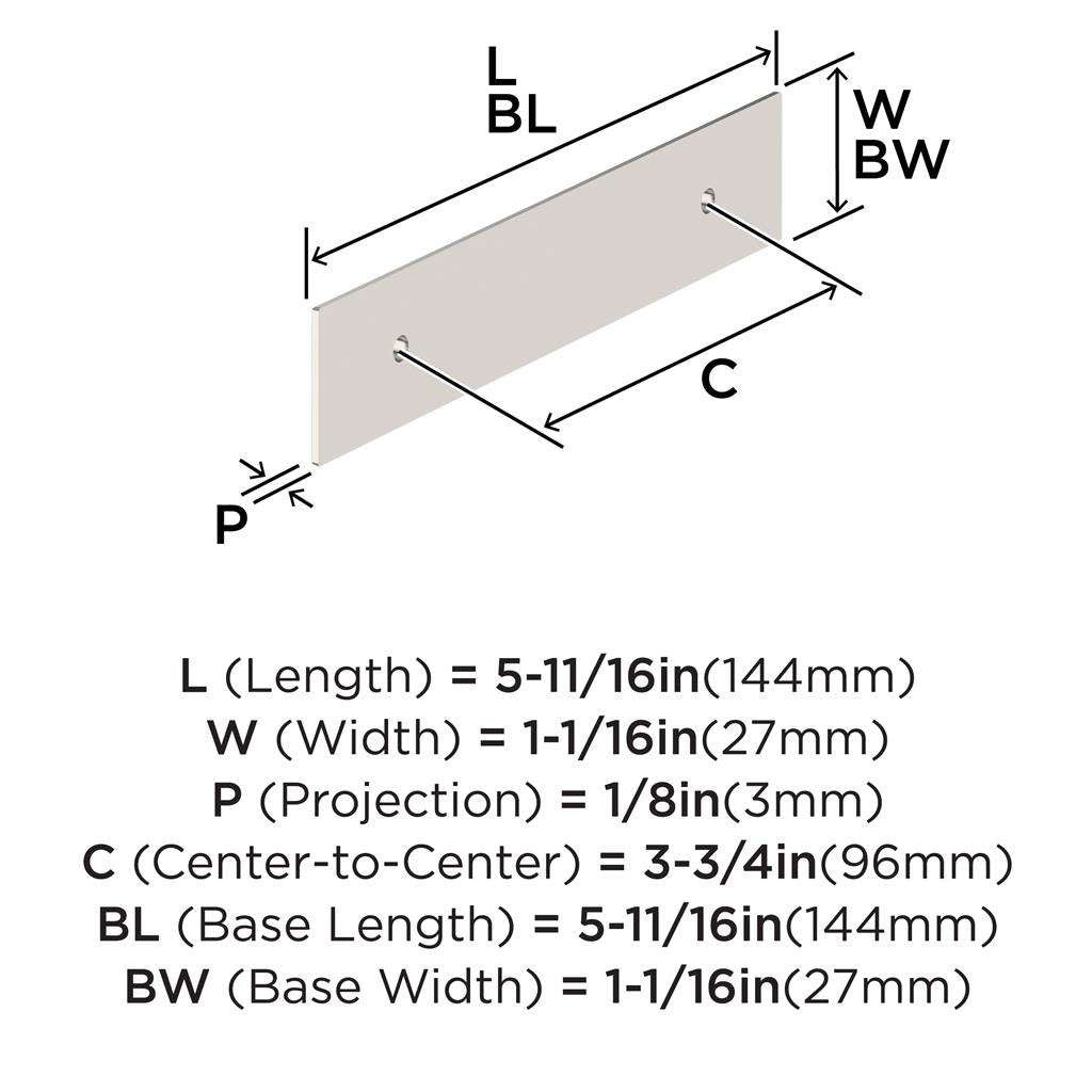 AMEROCK Maymont Rectangle Cabinet Handle Backplate in Polished Nickel 96mm BP37588PN Specs