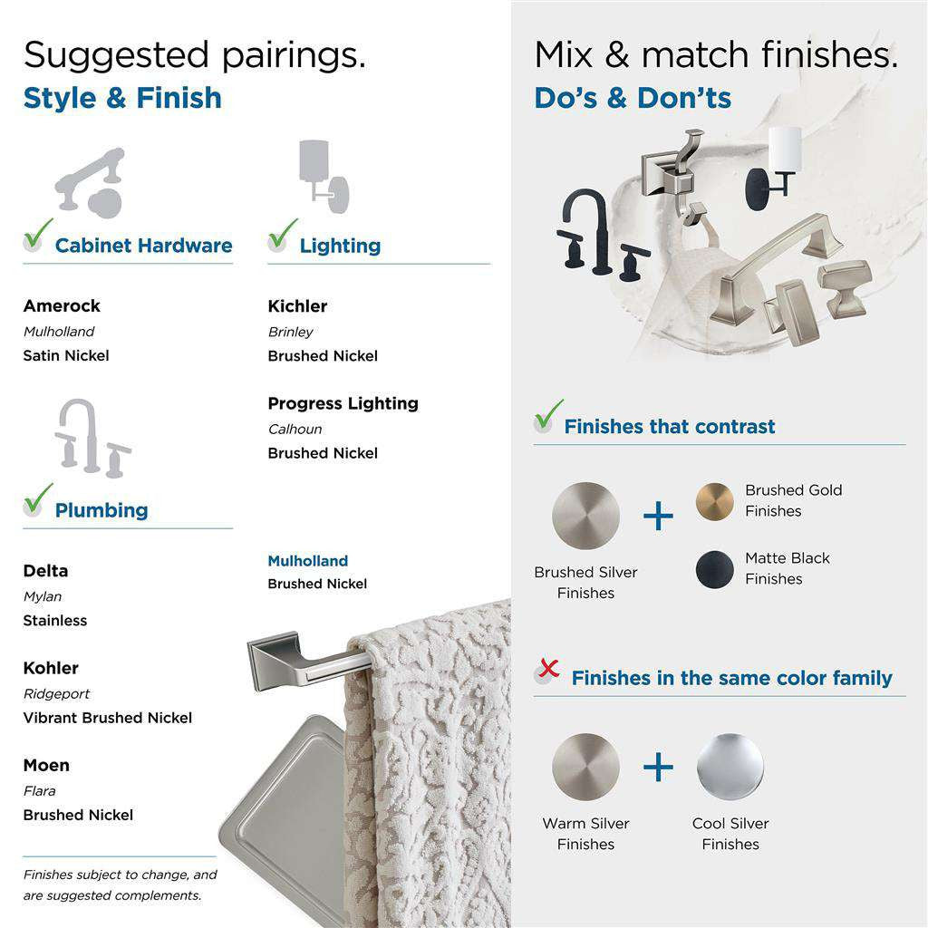 AMEROCK Mulholland 6-13/16" Long Hanging Towel Ring in Brushed Nickel BH36022G10 Suggested Pairings