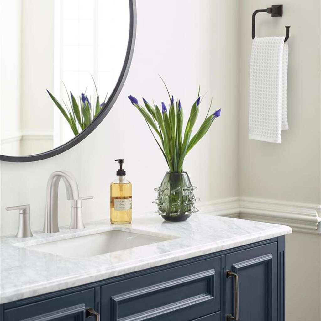 AMEROCK Mulholland 6-13/16" Long Hanging Towel Ring in Oil Rubbed Bronze BH36022ORB in Blue Bathroom