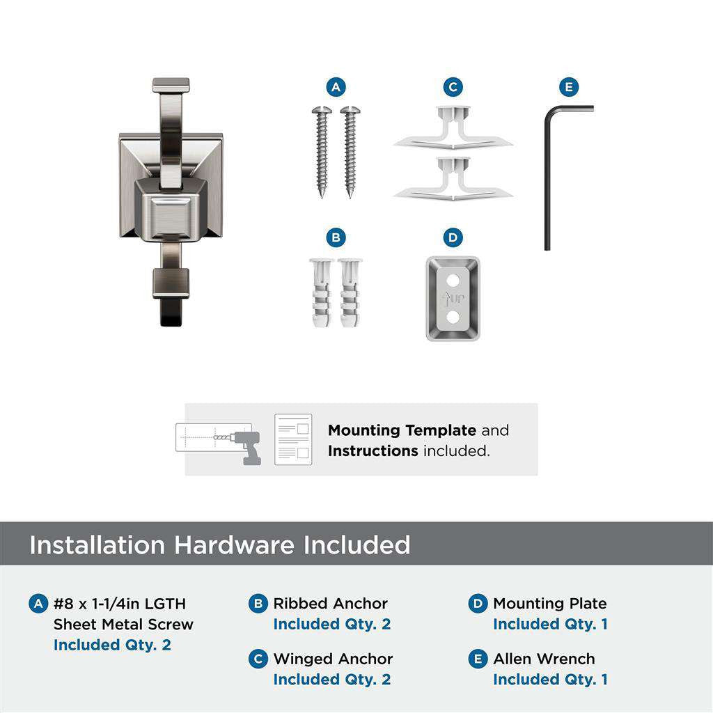 AMEROCK Mulholland Double Robe Hook in Brushed Nickel BH36020G10 Installation Hardware