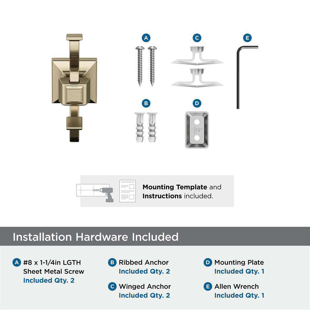 AMEROCK Mulholland Double Robe Hook in Golden Champagne BH36020BBZ Installation Hardware