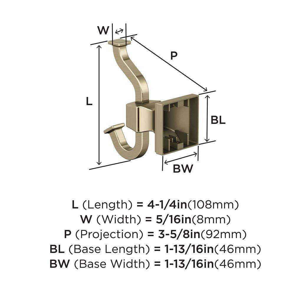 AMEROCK Mulholland Double Robe Hook in Golden Champagne BH36020BBZ Specs
