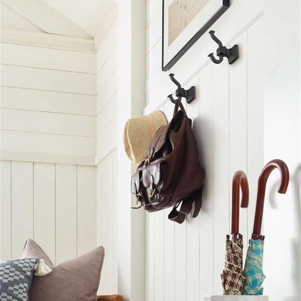 AMEROCK Mulholland Double Robe Hook in Matte Black BH36020MB in Foyer