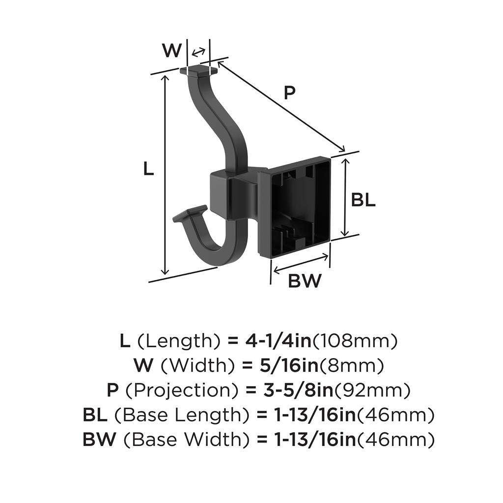 AMEROCK Mulholland Double Robe Hook in Matte Black BH36020MB Specs