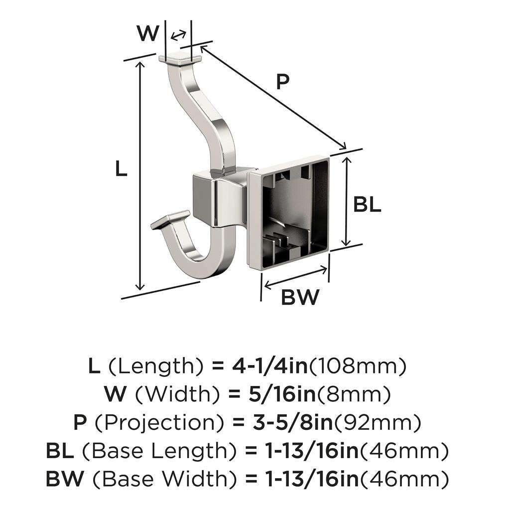 AMEROCK Mulholland Double Robe Hook in Polished Nickel BH36020PN Specs