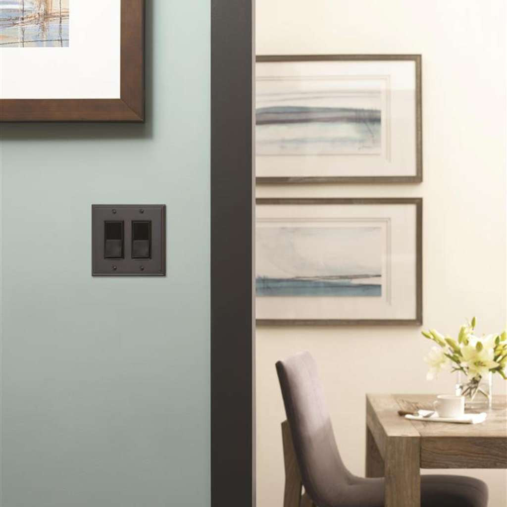 AMEROCK Mulholland GFI Rocker Switch Wall Plate in Black Bronze Double BP36519BBR Mounted