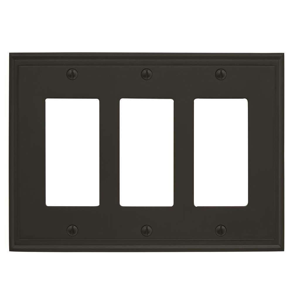 AMEROCK Mulholland GFI Rocker Switch Wall Plate in Black Bronze Triple BP36520BBR