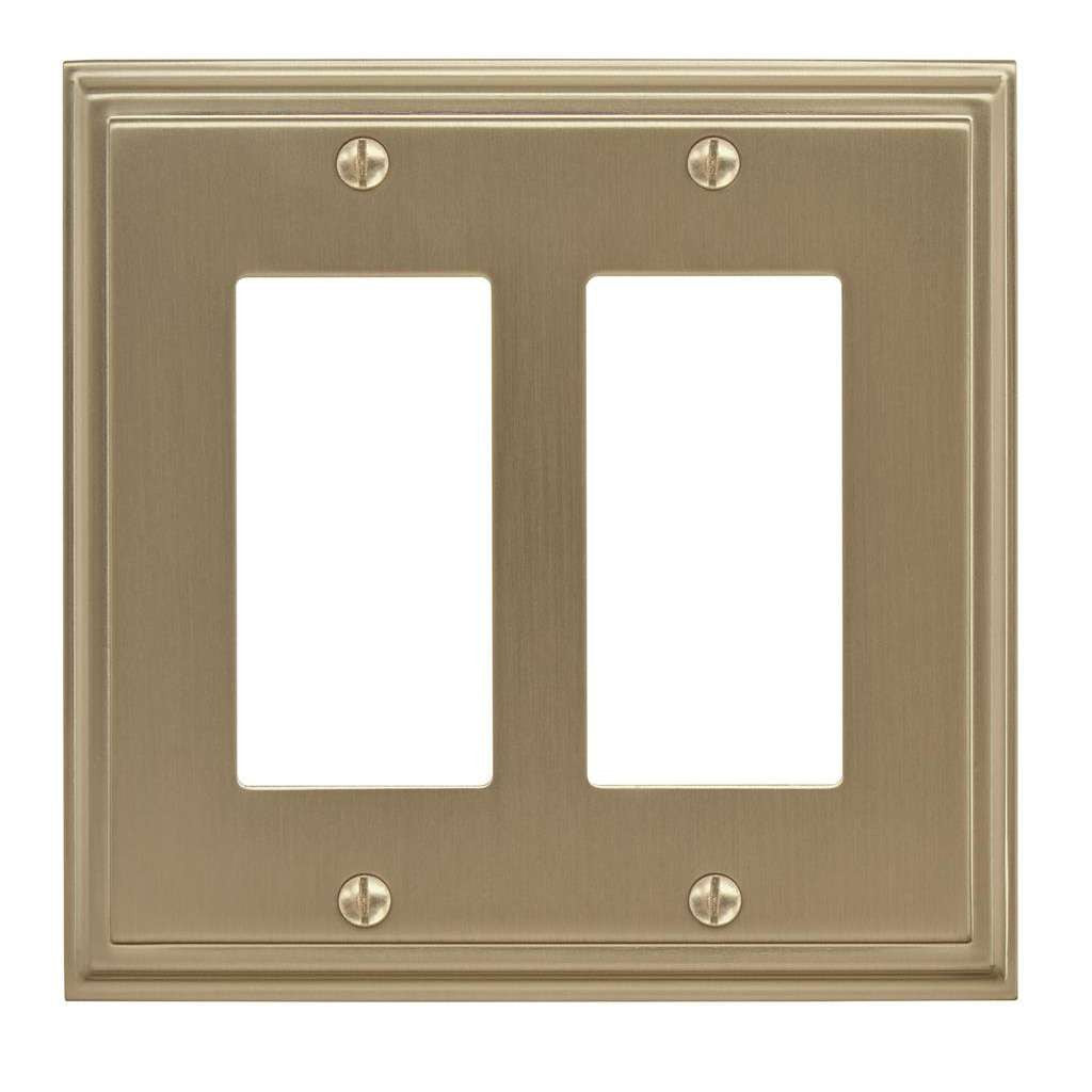 AMEROCK Mulholland GFI Rocker Switch Wall Plate in Golden Champagne Double BP36519BBZ