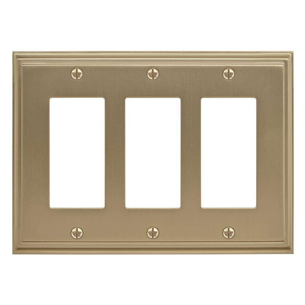 AMEROCK Mulholland GFI Rocker Switch Wall Plate in Golden Champagne Triple BP36520BBZ