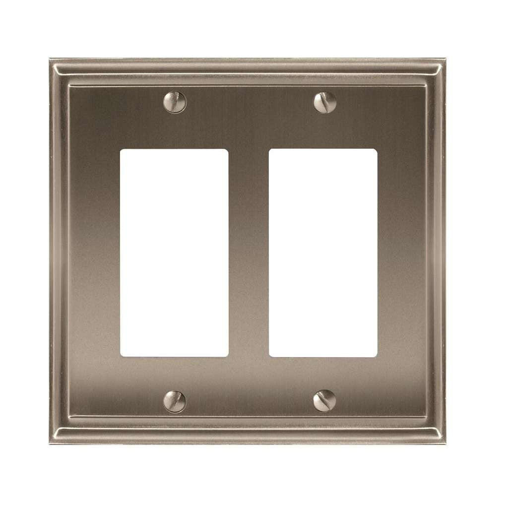 AMEROCK Mulholland GFI Rocker Wall Plate in Satin Nickel Double BP36519G10