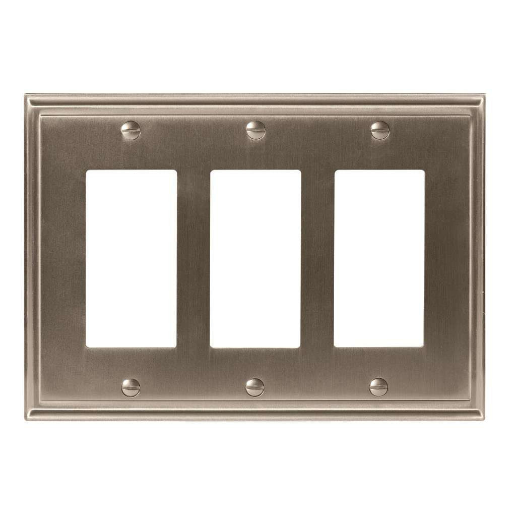 AMEROCK Mulholland GFI Rocker Wall Plate in Satin Nickel Triple BP36520G10