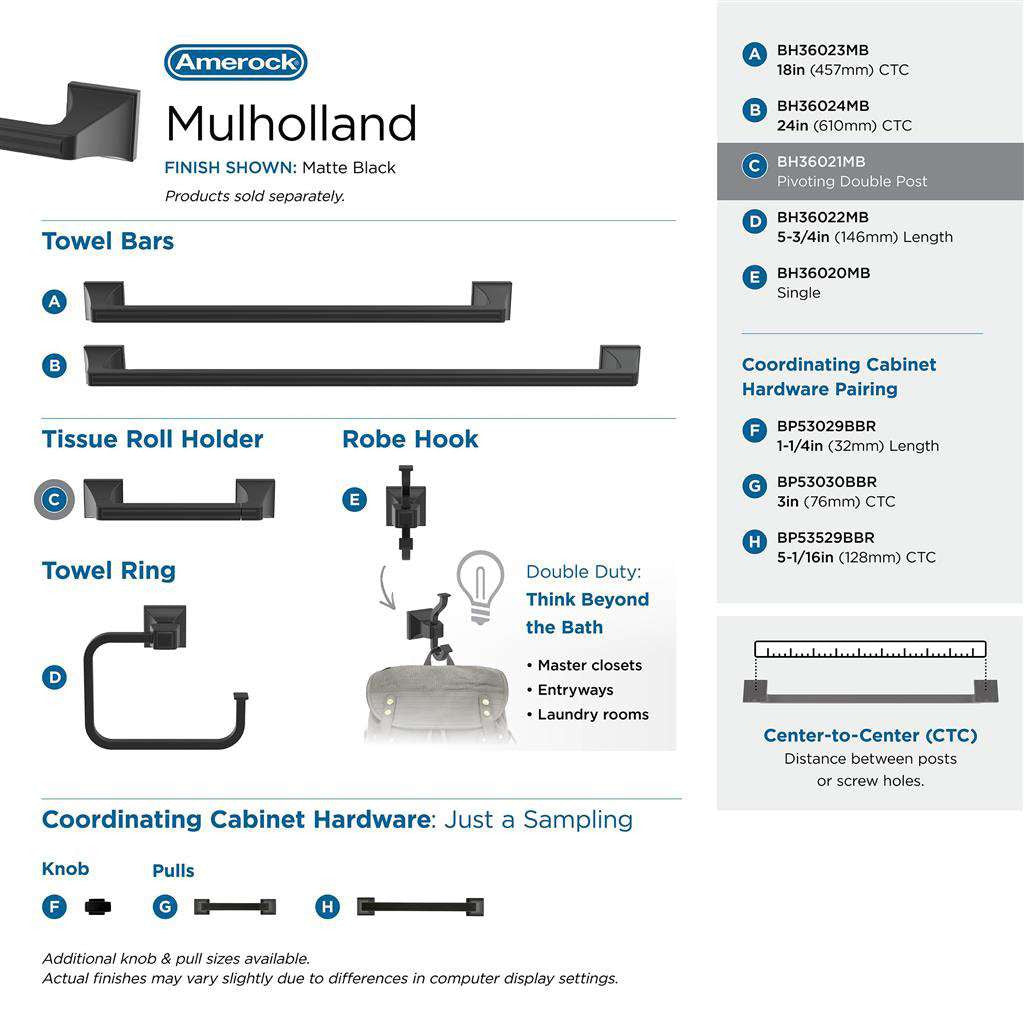 AMEROCK Mulholland Pivoting Toilet Paper Holder in Brushed Nickel BH36021MB Collection