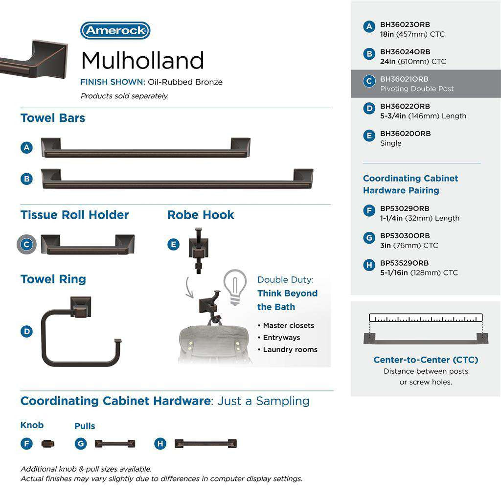 AMEROCK Mulholland Pivoting Toilet Paper Holder in Oil Rubbed Bronze BH36021ORB Collection