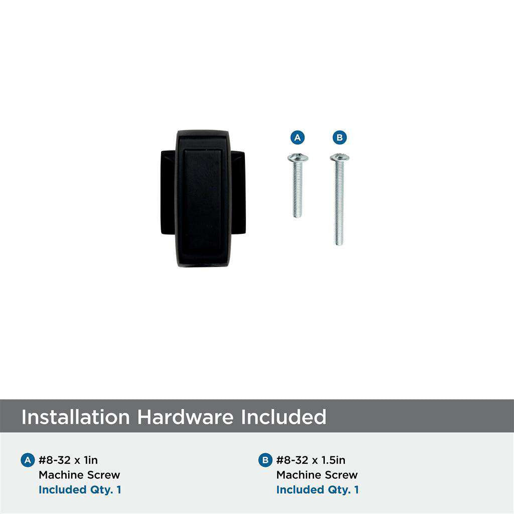 AMEROCK Mulholland Rectangle Cabinet Knob in Black Bronze 1-1/4" BP53029BBR Installation Hardware