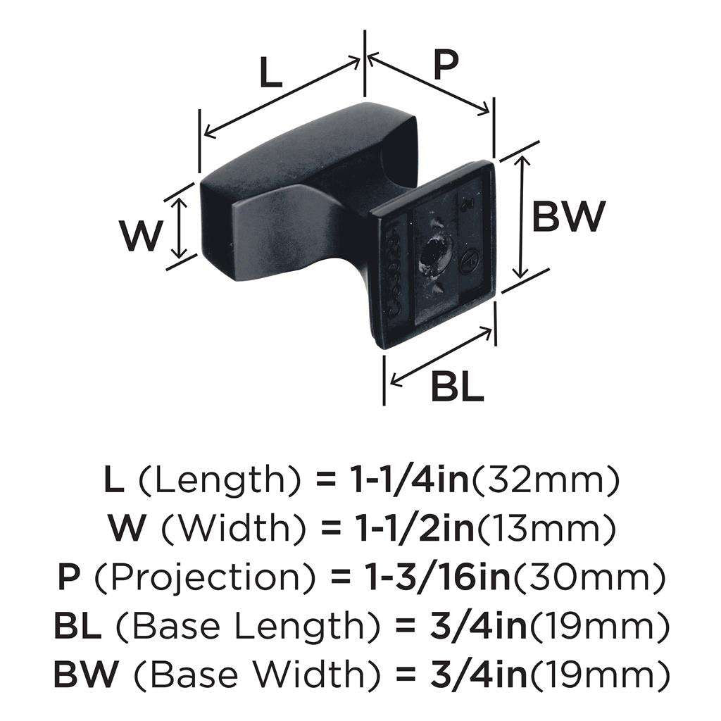 AMEROCK Mulholland Rectangle Cabinet Knob in Black Bronze 1-1/4" BP53029BBR Specs