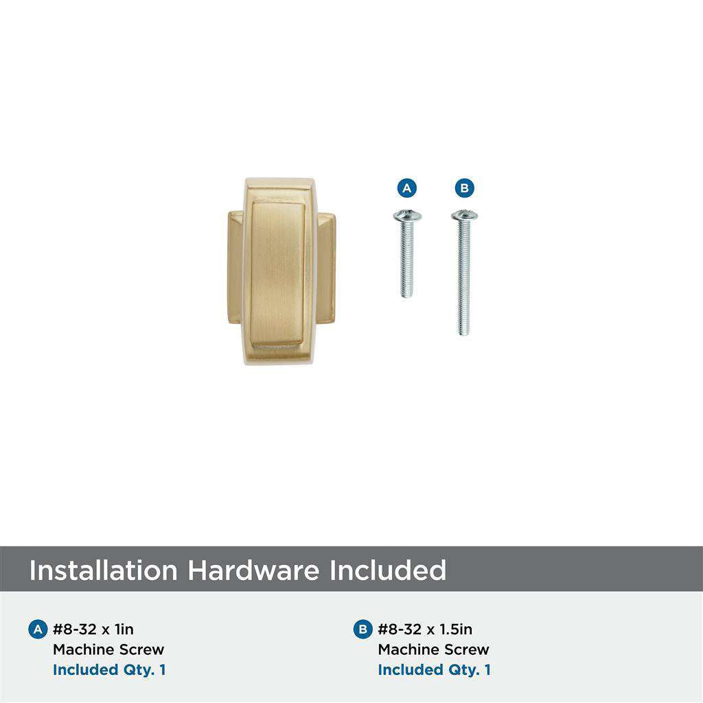 AMEROCK Mulholland Rectangle Cabinet Knob in Champagne Bronze 1-1/4" BP53029CZ Installation Hardware