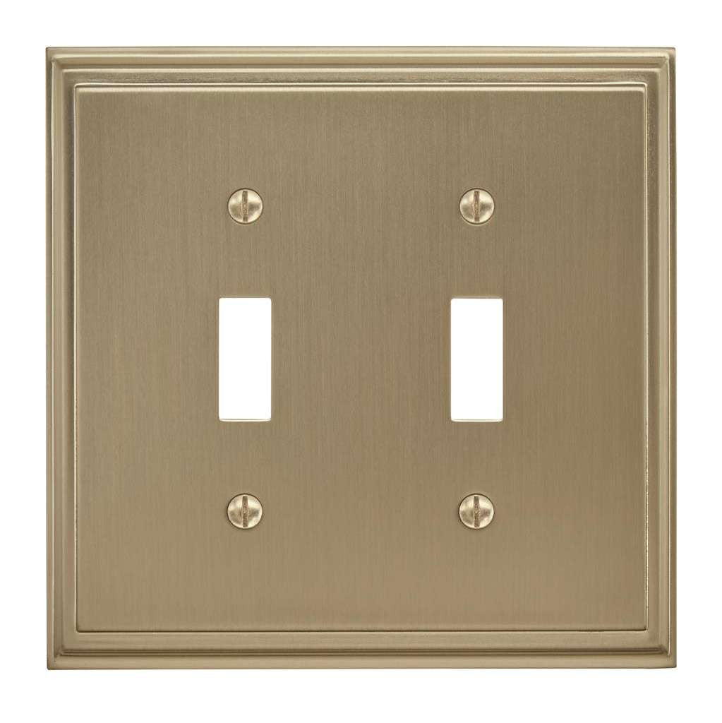 AMEROCK Mulholland Toggle Switch Wall Plate in Golden Champagne Double BH36515BBZ