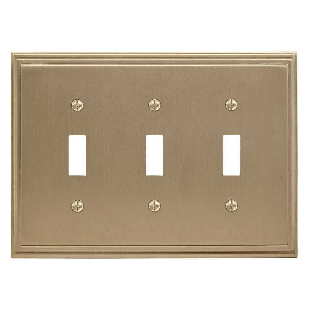 AMEROCK Mulholland Toggle Switch Wall Plate in Golden Champagne Triple BH36516BBZ