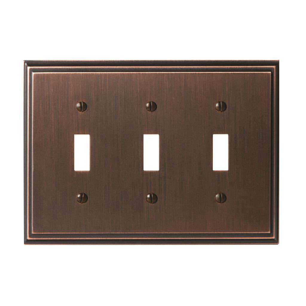AMEROCK Mulholland Toggle Switch Wall Plate in Oil Rubbed Bronze Triple BP36516ORB