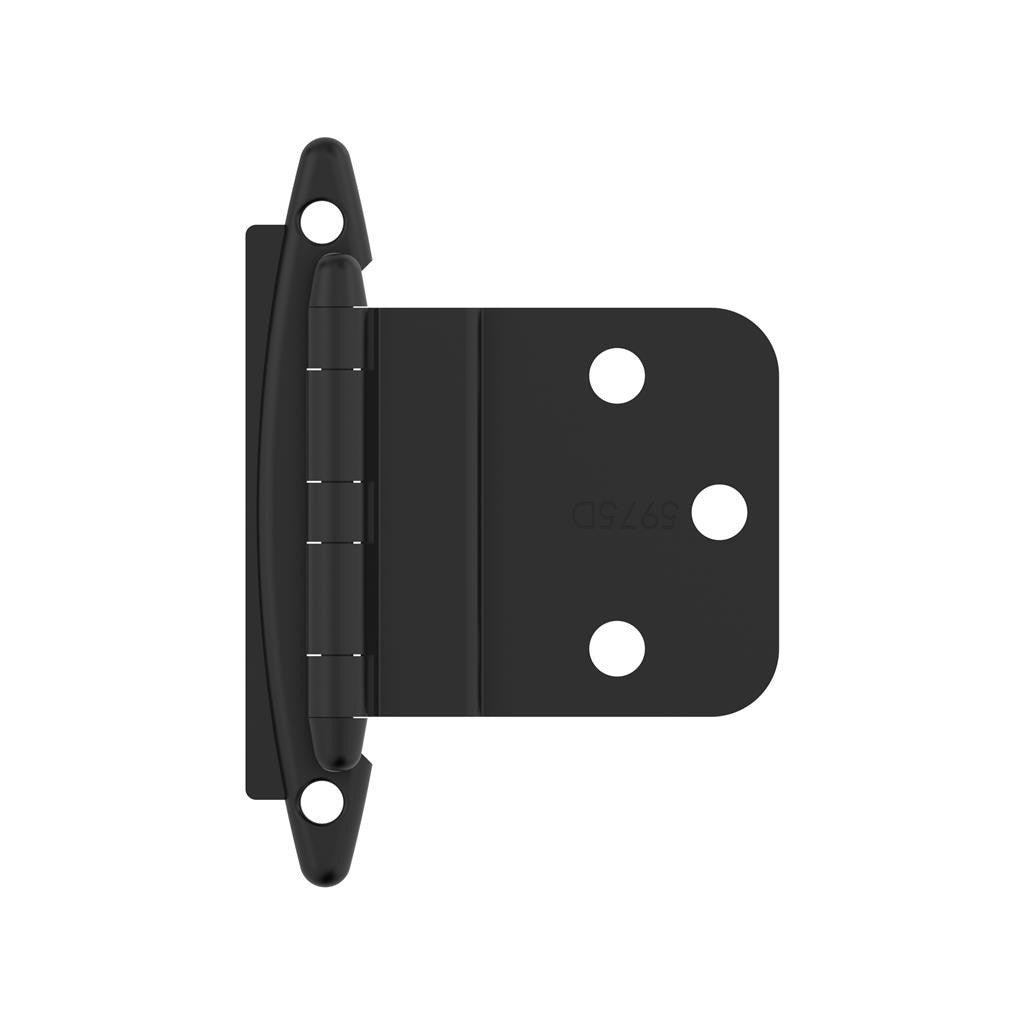 AMEROCK No Spring Face Mount 3/8" Inset Cabinet Hinge (pair) in Flat Black BPR3417FB Front View