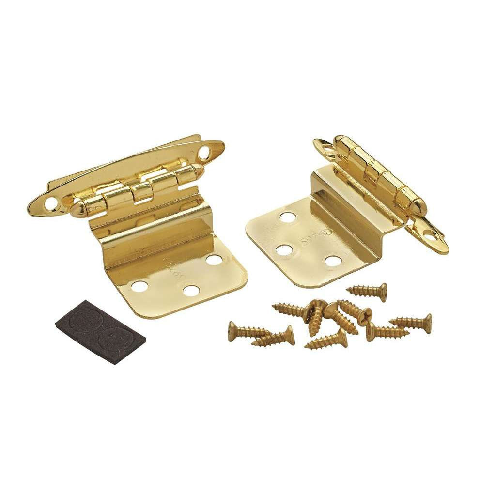 AMEROCK No Spring Face Mount 3/8" Inset Cabinet Hinge (pair) in Polished Brass BPR34173 Pair