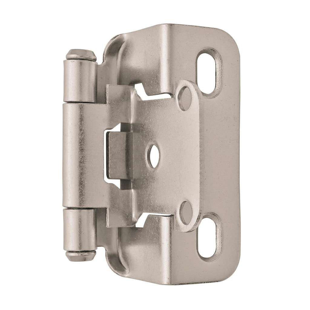 AMEROCK Partial Wrap Self Closing 1/2" Overlay Cabinet Hinge (pair) in Satin Nickel BPR7550G10 Angle