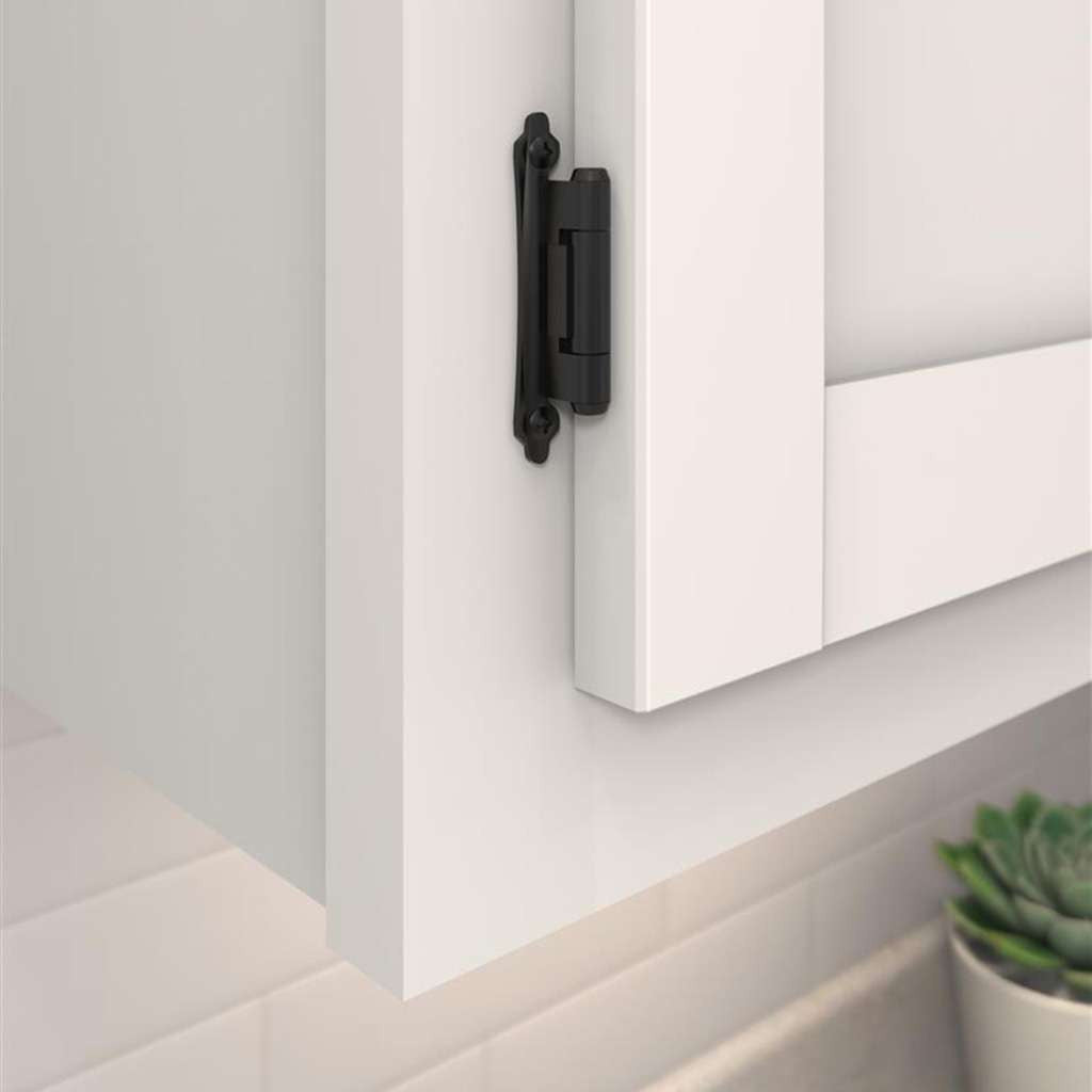 AMEROCK Scalloped Edge Self Closing Face Mount 3/8" Inset Cabinet Hinge (pair) in Flat Black BPR7928FB Mounted