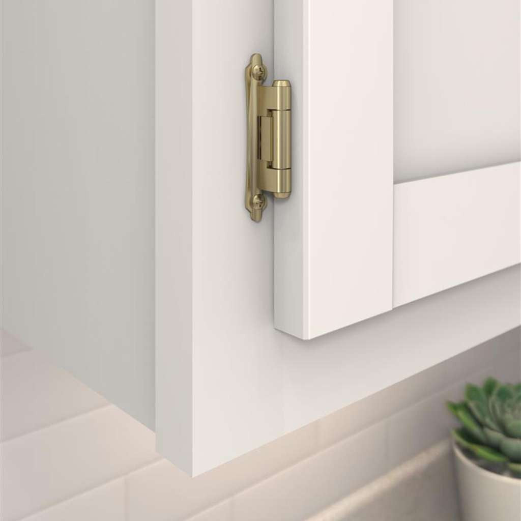 AMEROCK Scalloped Edge Self Closing Face Mount 3/8" Inset Cabinet Hinge (pair) in Golden Champagne BPR7928BBZ Mounted