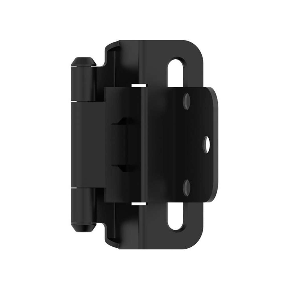 AMEROCK Self Closing 3/8" Inset Partial Wrap Cabinet Hinge (pair) in Flat Black BPR7565FB Angle