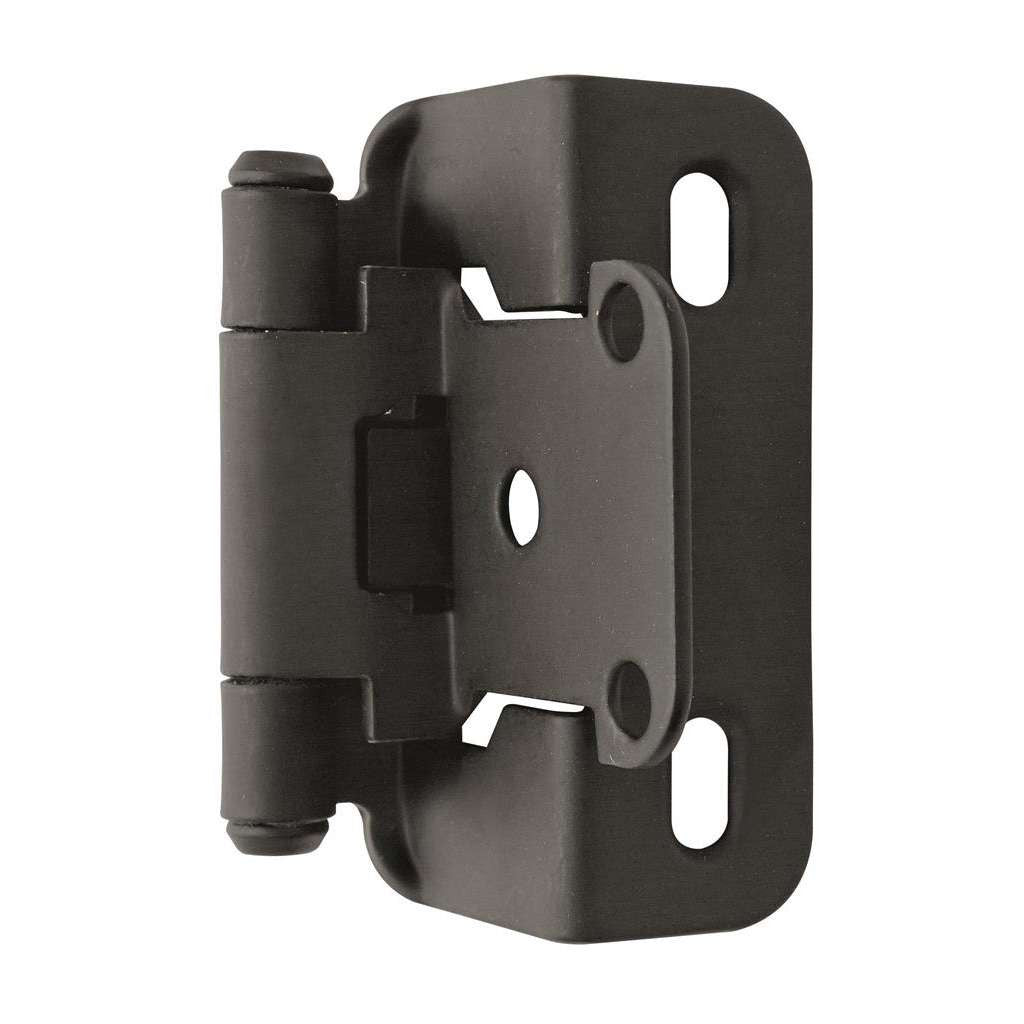 AMEROCK Self Closing Partial Wrap 1/2" Overlay Cabinet Hinge (pair) in Flat Black BPR7550FB Angle