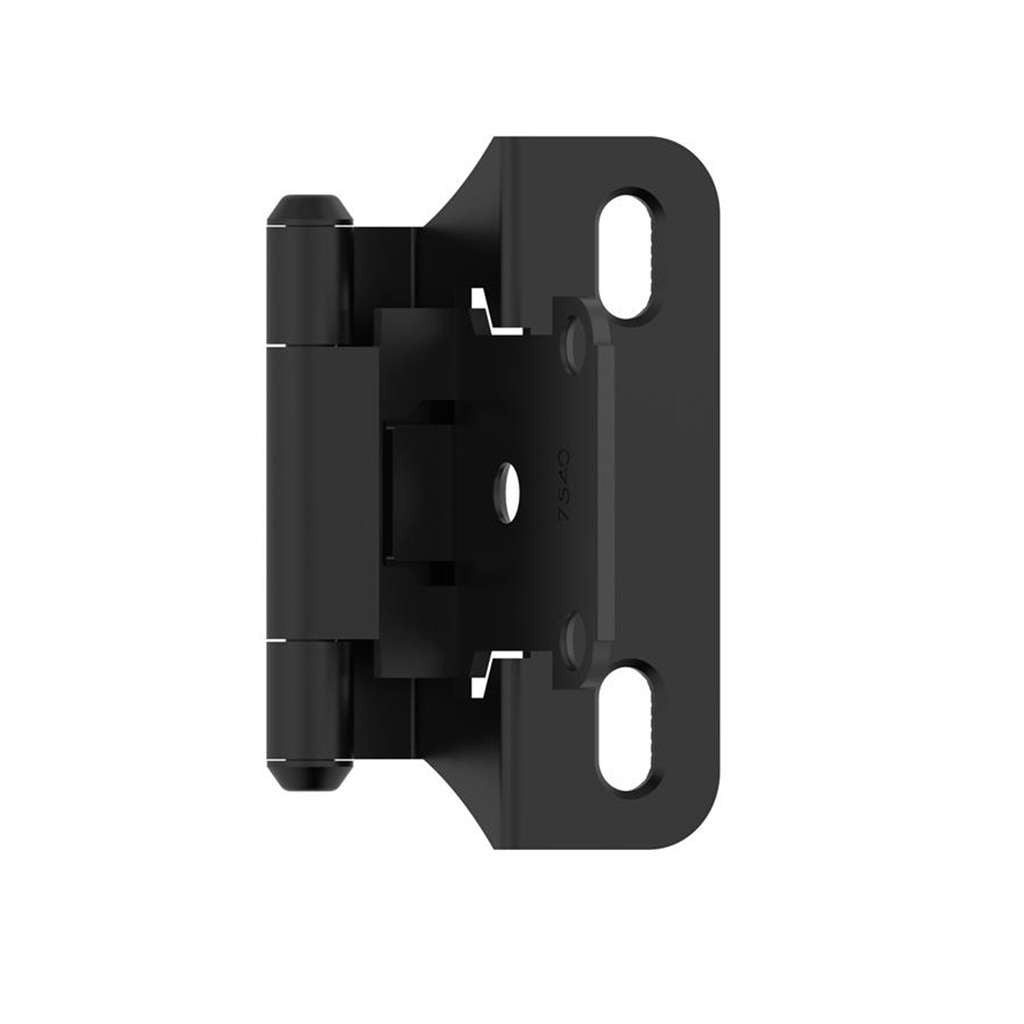 AMEROCK Self Closing Partial Wrap 1/4" Overlay Cabinet Hinge (pair) in Flat Black BPR7566FB Angle