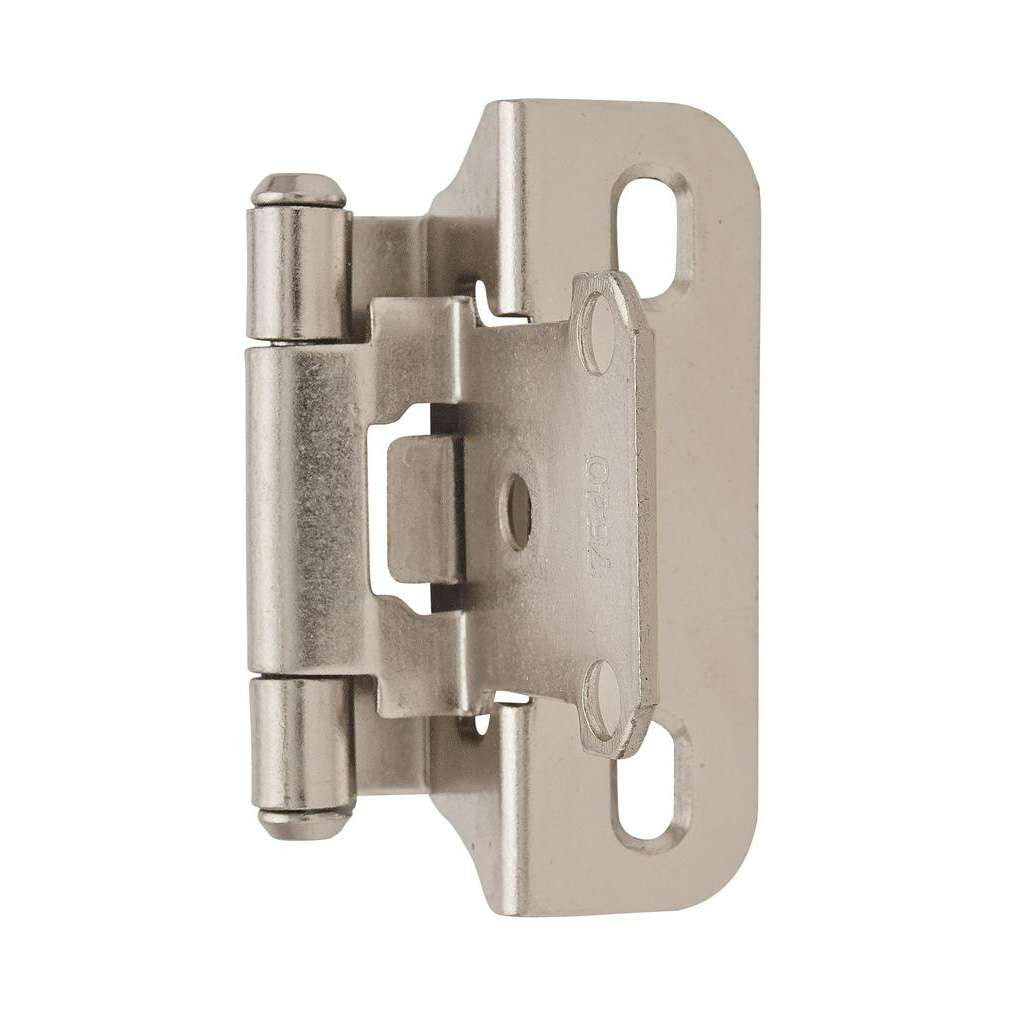 AMEROCK Self Closing Partial Wrap 1/4" Overlay Cabinet Hinge (pair) in Satin Nickel BPR7566G10 Angle