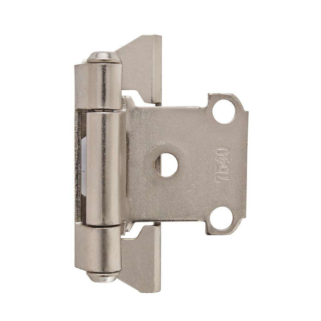 AMEROCK Self Closing Partial Wrap 1/4" Overlay Cabinet Hinge (pair) in Satin Nickel BPR7566G10 Front View